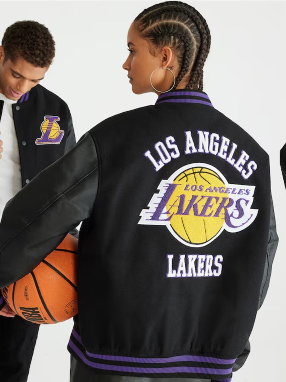 Los Angeles Lakers Black & Purple Varsity Jacket - Logo Bomber unisex size XS